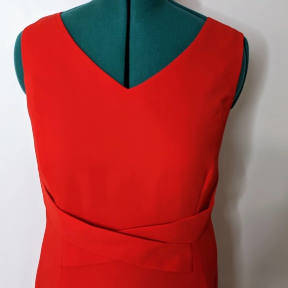 Preston & York Cherry Red Sleeveless Sheath Below Knee Dress Size 16 NEW - Picture 3 of 6